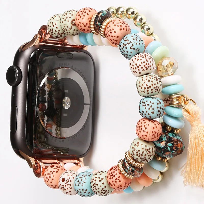 Bohemian Strap For Apple Watch Band 41mm 40mm 38mm 44mm 45mm 49mm 42mm Jewelry Resin Bracelet iwatch Ultra Series 7 6 5 4 3 Se 8