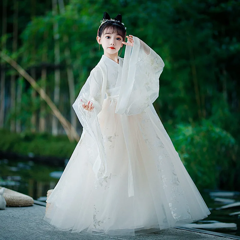 Girls Hanfu Dress Traditional Chinese Cloth Outfit Ancient Folk Dance Stage Costumes Oriental Kids Fairy Princess Cosplay