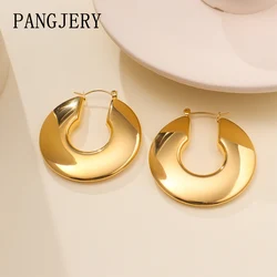 PANGJERY 316L Stainless Steel Smooth U-shaped Hoop Earrings For Women Fashion Minimalist Exaggerated Classic Party Jewelry Gifts