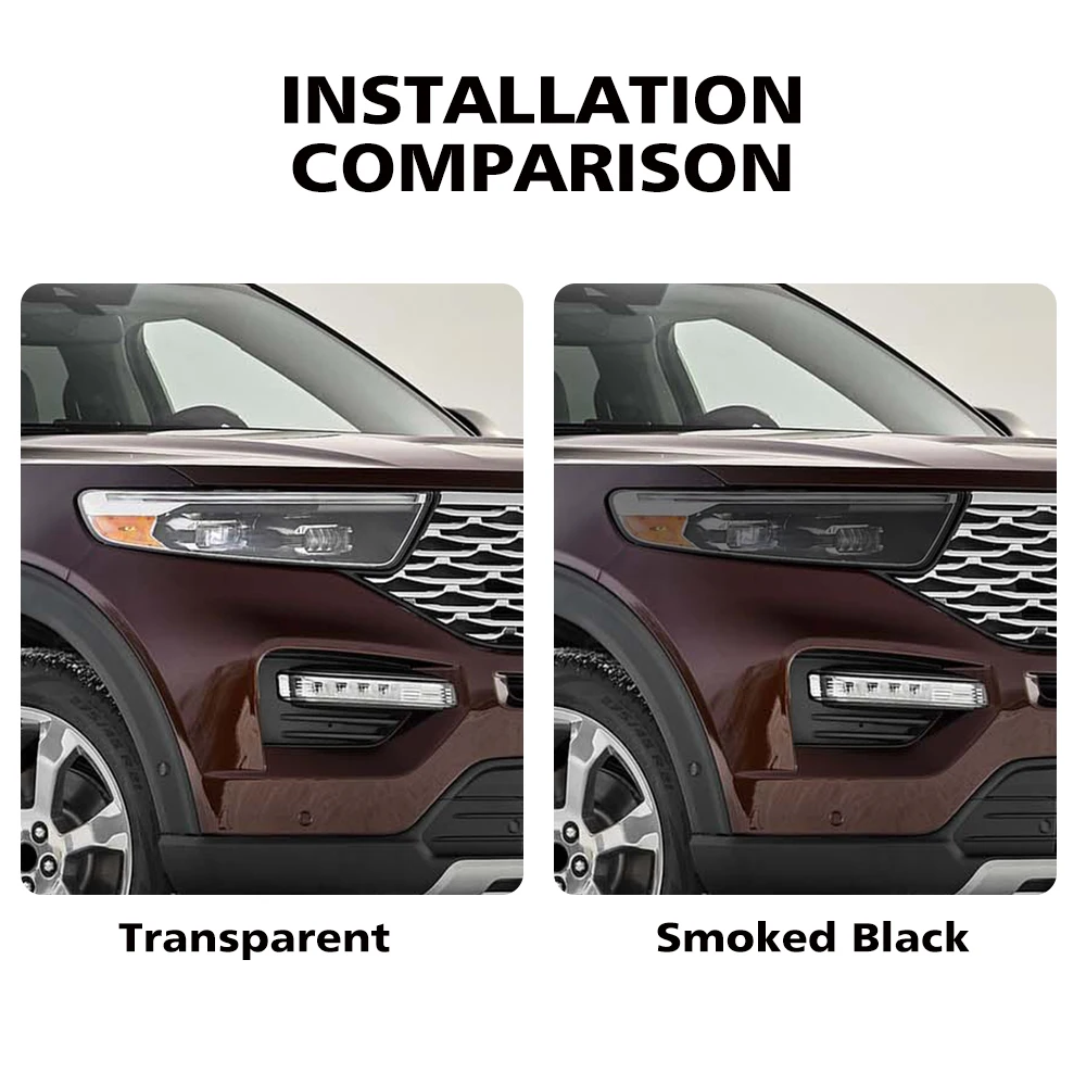 Smoke Black Pre Cut Car Headlight Protective Film For Ford Explorer 2016-2026 TPU PPF Anti-Scratch High-Gloss Car Vinyl Film - view 4