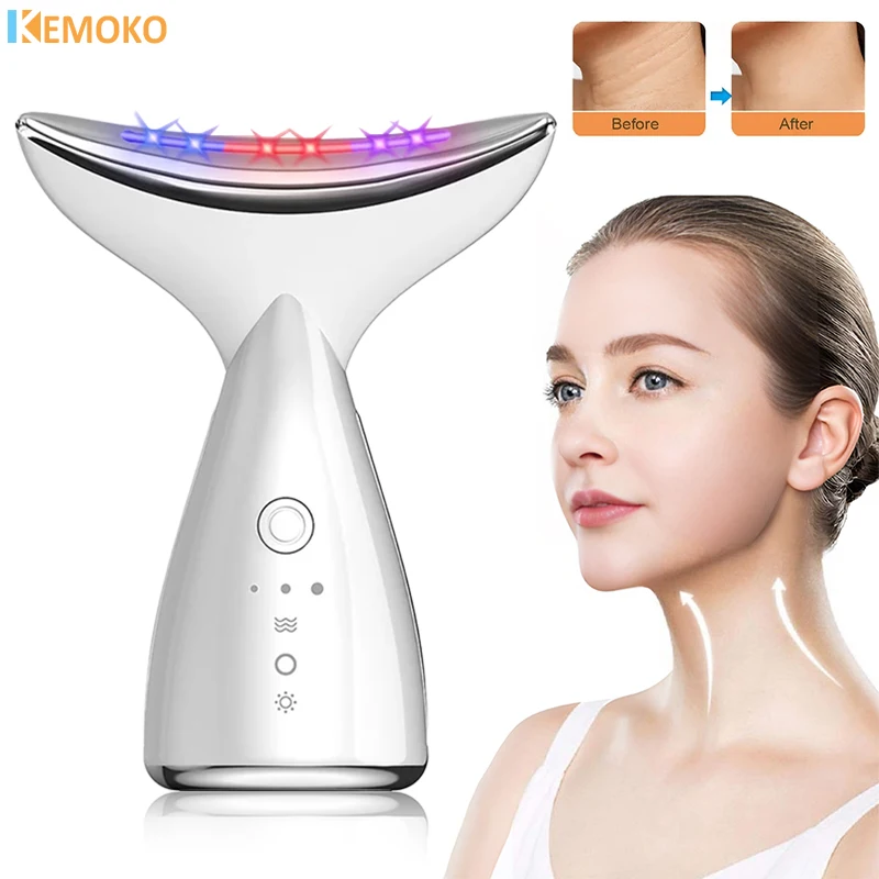 

Neck Face Beauty Device 3 Colors LED Photon Therapy Skin Tighten Anti aging Anti Wrinkle Reduce Double Chin Remover Beauty Care