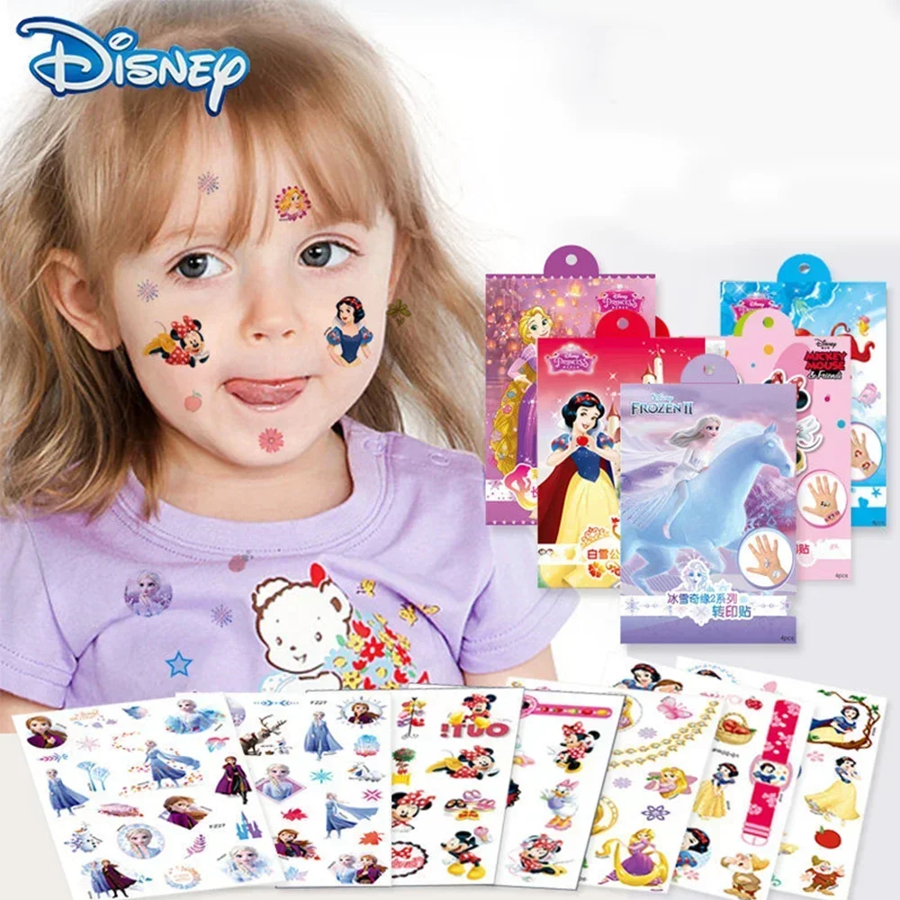 4pcs Disney Minnie stitch Princess series stickers, temporary tattoo stickers, cute cartoon patterns, handmade accessories,diy