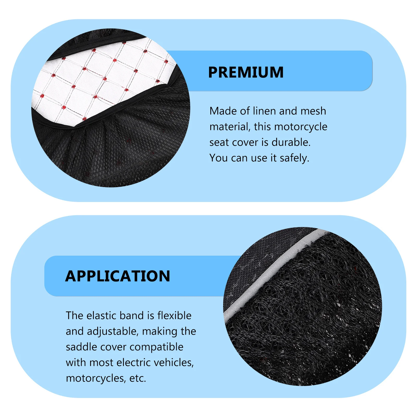 

Motorcycle Seat Cover Linen Mesh Fabric Elastic Adjustable Breathable Non-Slip Dust Sun Protection Cushion Cover For