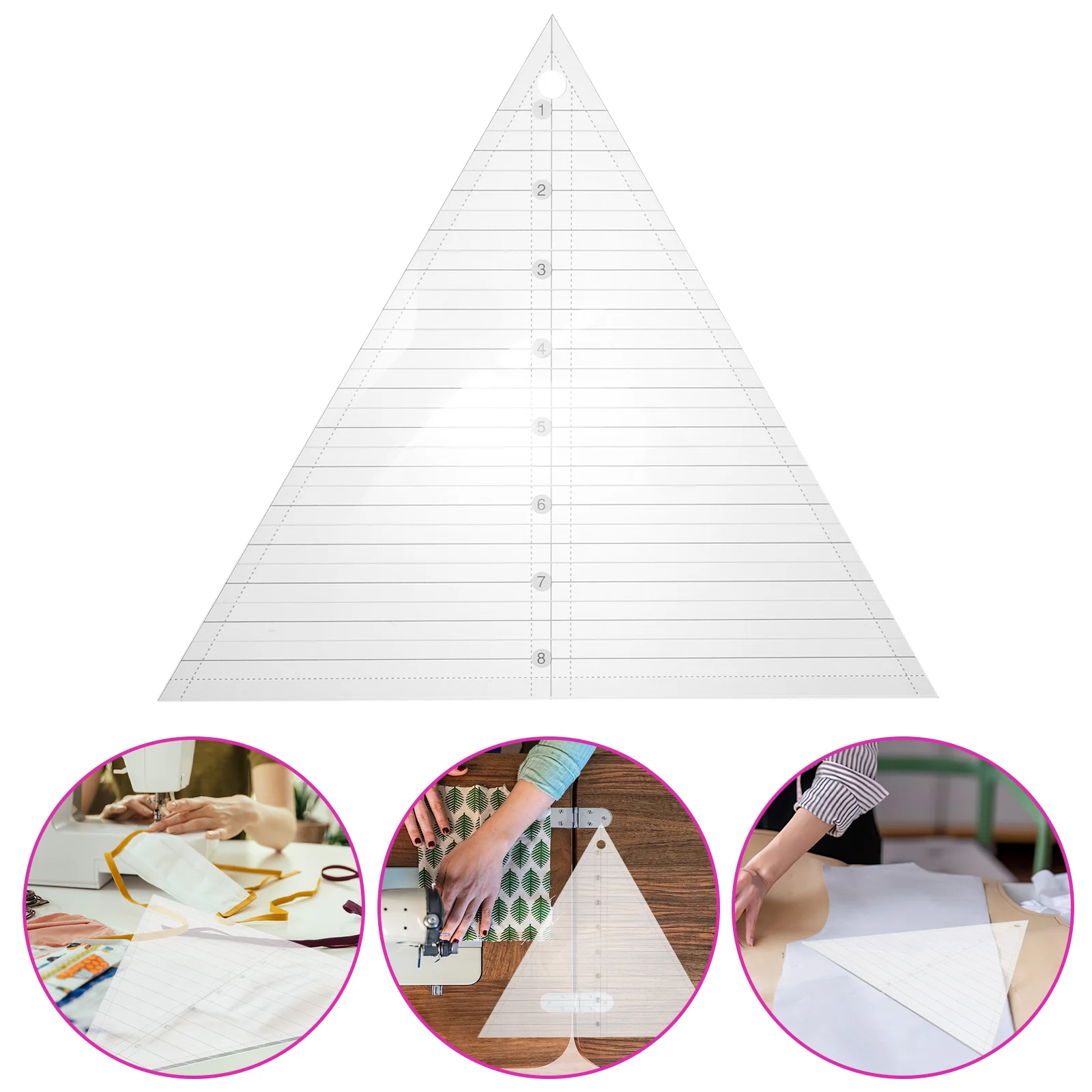 

Acrylic Quilting Ruler Triangle Template 8 Inch Cutting Fabric Sewing Patchwork Tools Crafting Supplies Tailor Ruler DIY