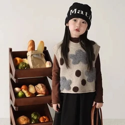 2-12 Years Girls Sweater Vest Kids Knit Cartoon Sleeveless Sweaters for Girls Soft Warm Waistcoat Children Fall Outwear 6 8 9 10