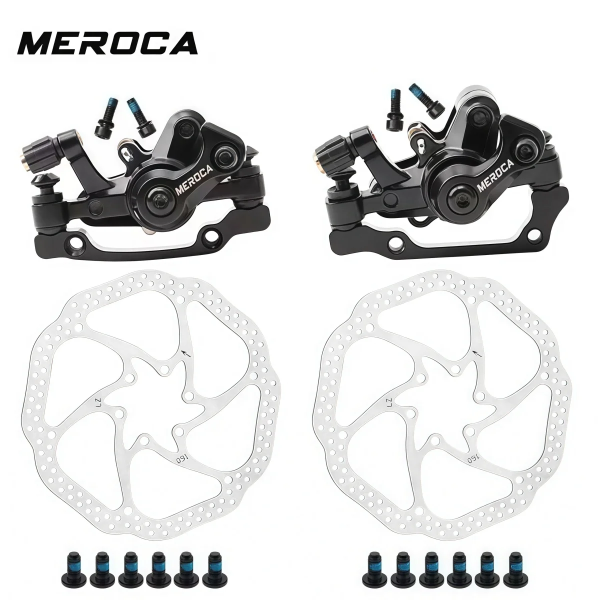 MEROCA Mechanical Disc Brake Calipers – E-Bike & MTB Front / Rear Brake Quiet & Strong Braking With 160mm Rotors (Optional)