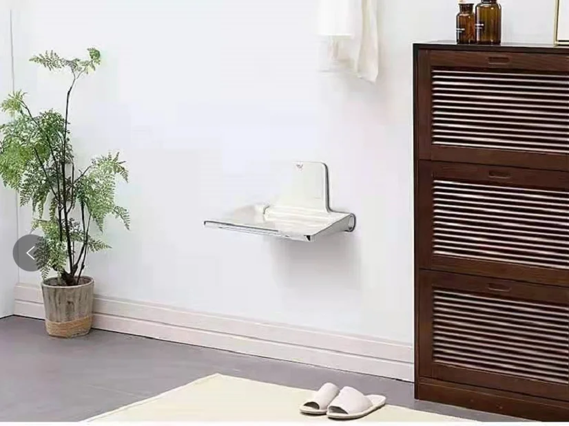 Bathroom Chair Wall Mounted White Foldable Seat ABS Plastic Folding Shower Seat