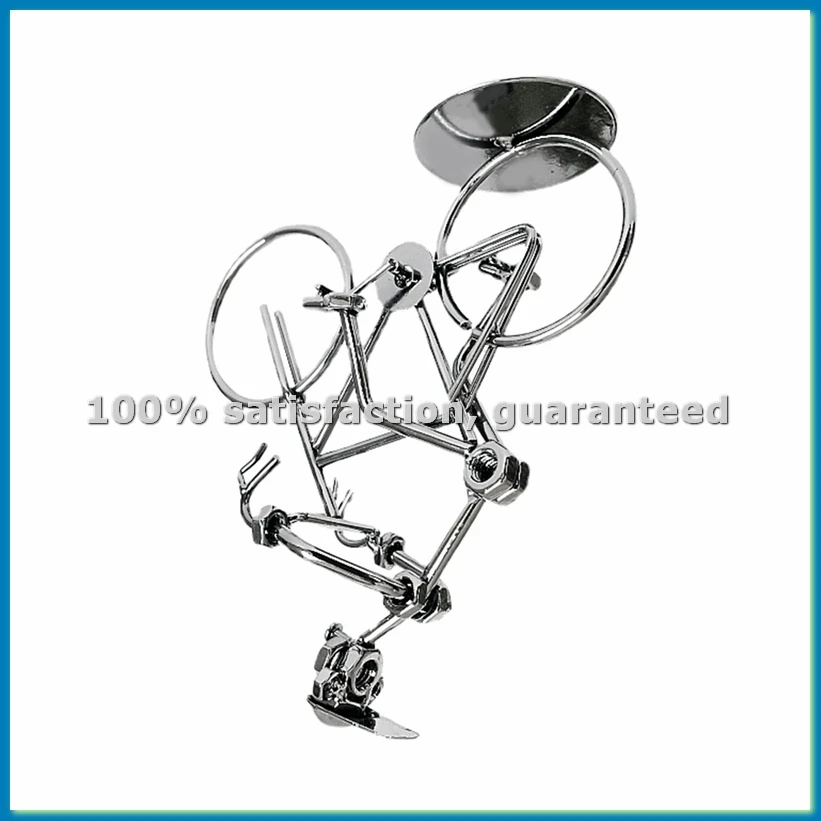 Retro Cyclists Model Iron Art Metal Bicycle Ornament A Man Riding Bike Statue Figurine for Home Library Desk Decoration-ABWY