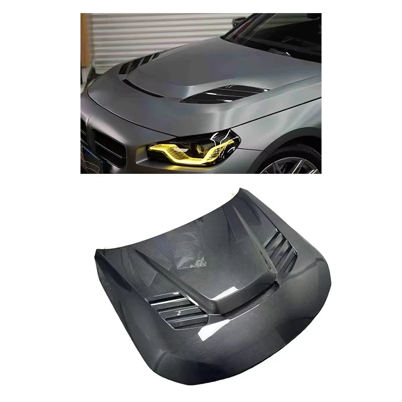 عالية الجودة الخامس نمط غطاء محرك السيارة من ألياف الكربون الجافة لسيارات BMW 2 سلسلة G87 M2 G42 M240 غطاء صمام المحرك الأمامي بونيه الإعداد المثالي