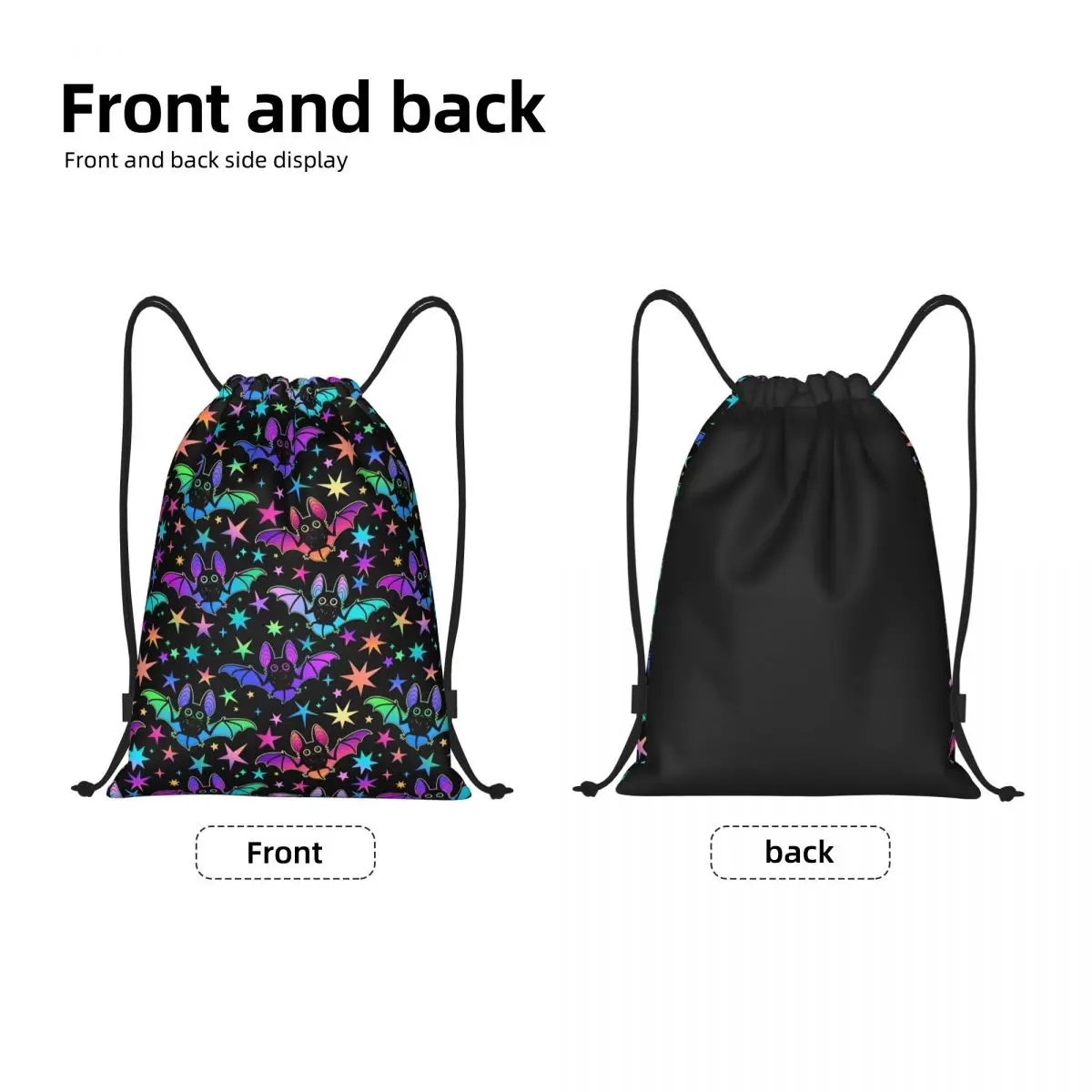 Custom Halloween Bats Gothic Magic Mysterious Horror Drawstring Backpack Bags Men Lightweight Gym Sports Sackpack Sacks for Yoga