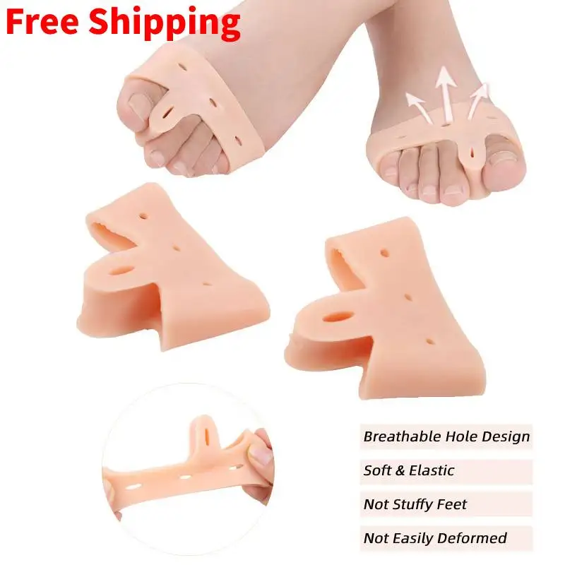 

2pieces=1pair Toe Separators Gel Silicone Toe Straightener Corrector Feet Care Bunion Pain Relief Hallux Valgus Orthotics