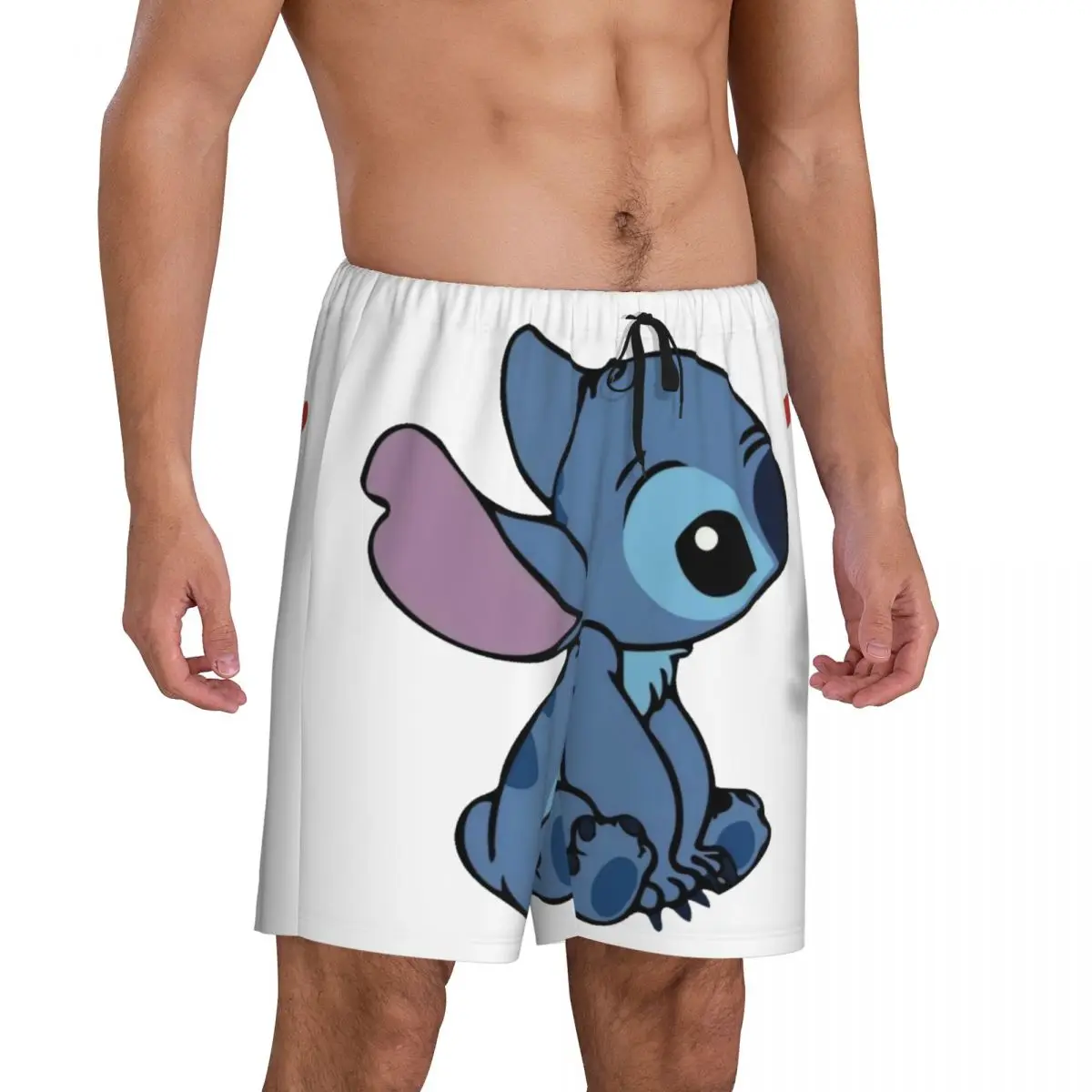 Custom Printed Men Lilo Stitch Cartoon Anime Manga Pajama Bottoms Sleepwear Pjs Sleep Shorts with Pockets