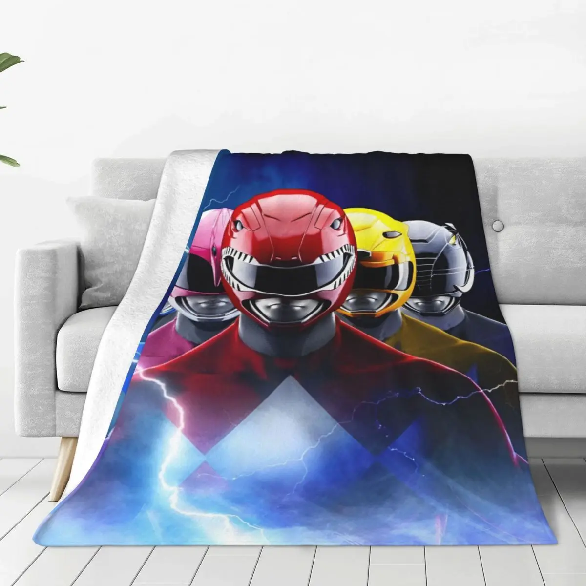 M-Mighty Morphin Cartoon P-Power Rangers Flannel Blanket Warm Soft Throw Blanket for Living Room Decorative Sofa Bed Cover