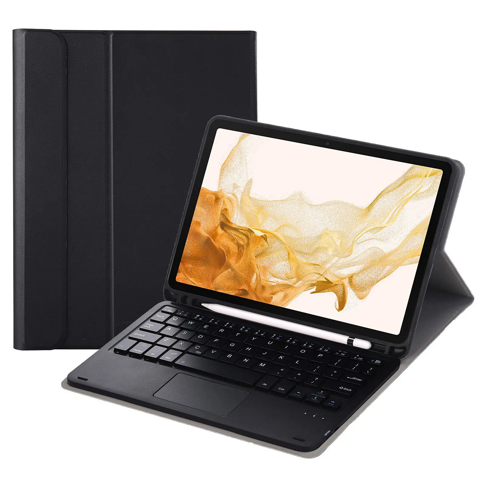 

Для Samsung Galaxy Tab S8 11 дюймов (2021) SM-X700/X706 Защитный чехол для планшета из ТПУ с гнездом для ручки + дизайн сенсорной панели Bluetooth-клавиатура