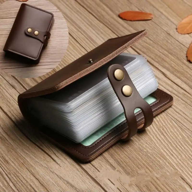 Cartera de Cuero PU para Hombre, Tarjetero de 30 Ranuras, Porta Tarjetas de Crédito, Pasaporte y Documentos de Identidad