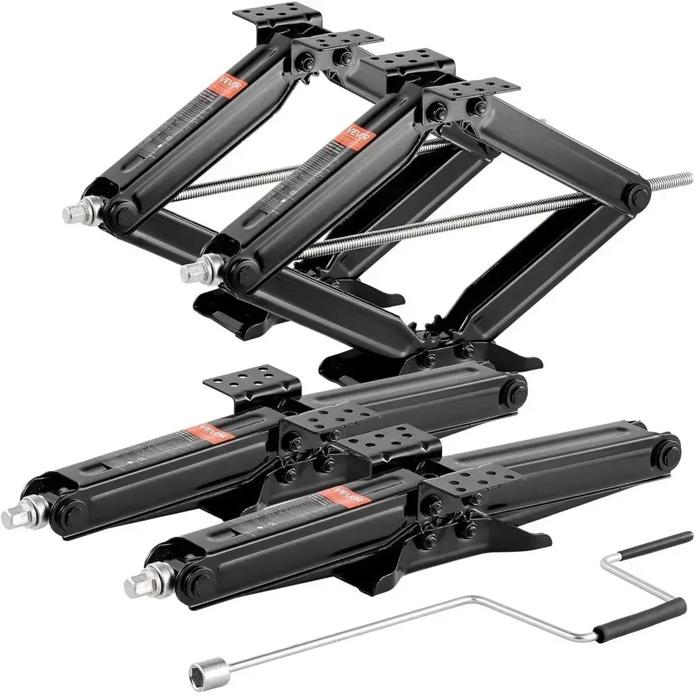 9000 lbs RV Scissor Jacks, 4-23.4 in RV Stabilizer Leveling Scissor Jacks, Set of 4, Heavy Duty Stabilizer Jack with Crank Handl