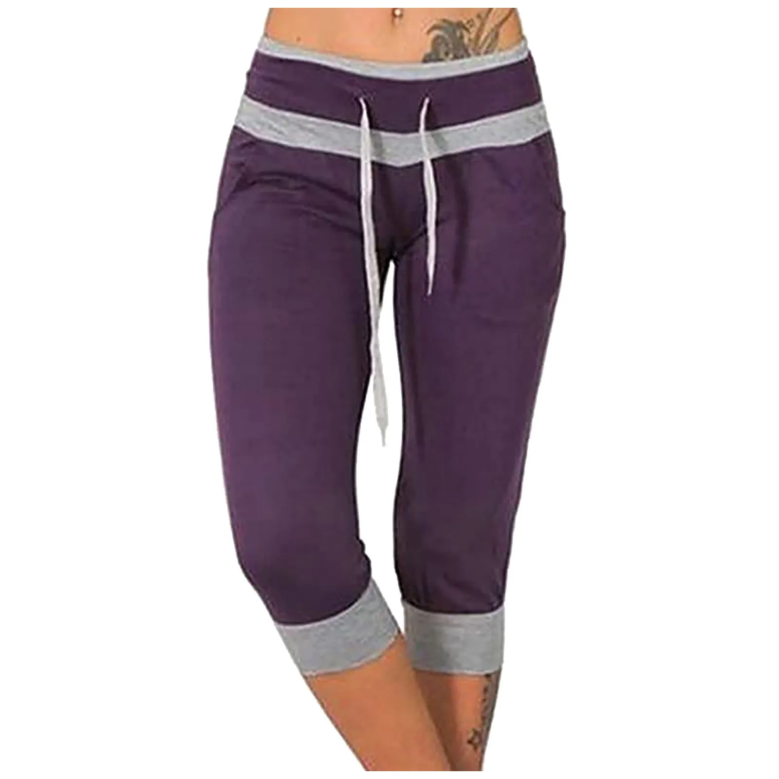 Womens Casual Fashion Low-Rise Cropped Trousers Skinny Pants Sweatpants Homewear Pajama Sports Fitness Yoga Dance Pant 2024