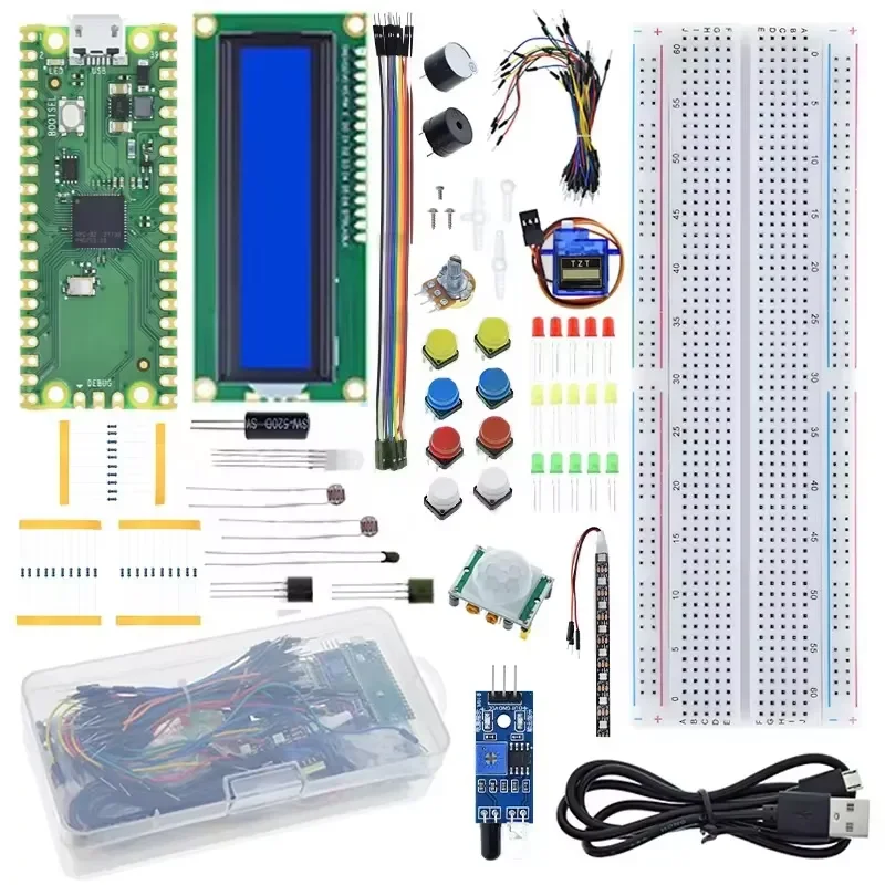 Raspberry leather pico development board breadboard LCD module Python programming beginner kit SG90 servo LCD1602