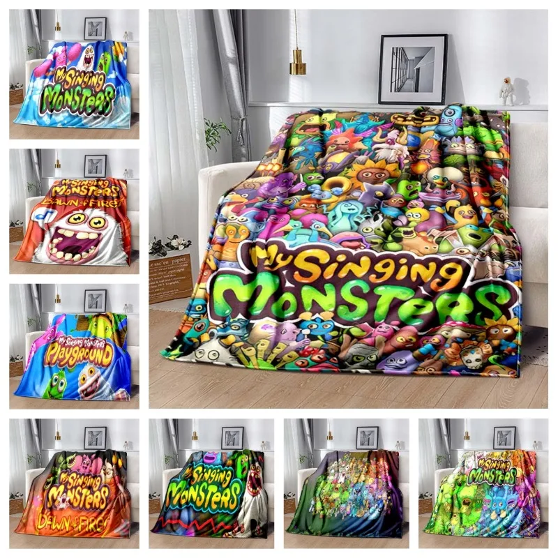 

MINISO Cartoon My Singing Monsters Game Printed Blanket Home Sofa Bed Flannel Living Room Bedroom Portable Picnic Gift Blanket