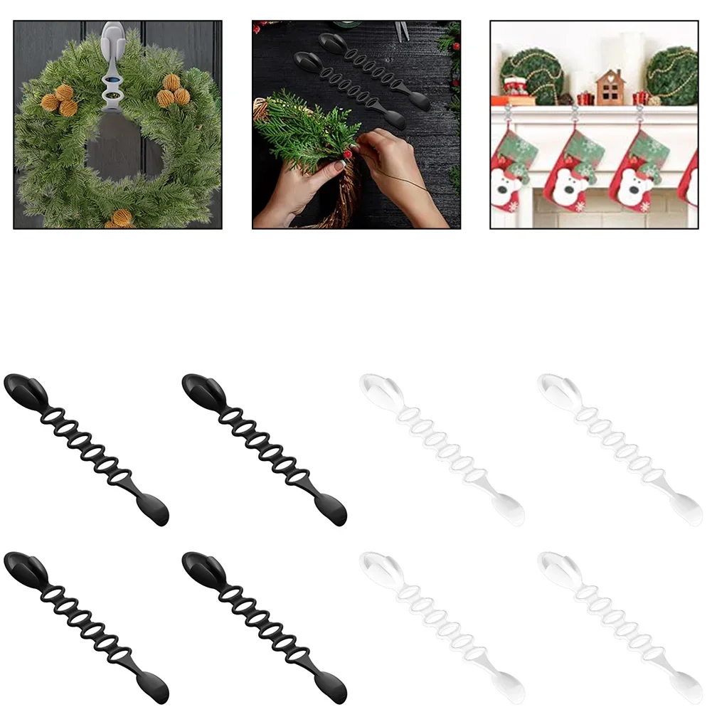 

4Pcs Christmas Garland Ties Wreath Holder Christmas Hangers Stretchable Holder 8.5in Fixed Bracket Festival Decoration For Doors