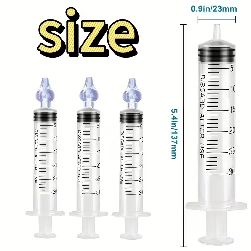 30ml Capacity Nasal Wash Kit for Teenagers, Large Syringe with Rinse Head, Detachable Design, with Cleaning Brush, Easy to Clean, Essential Rinse Kit for Nasal Washing, Suitable for Nasal Washing, Earwax Rinsing, Etc