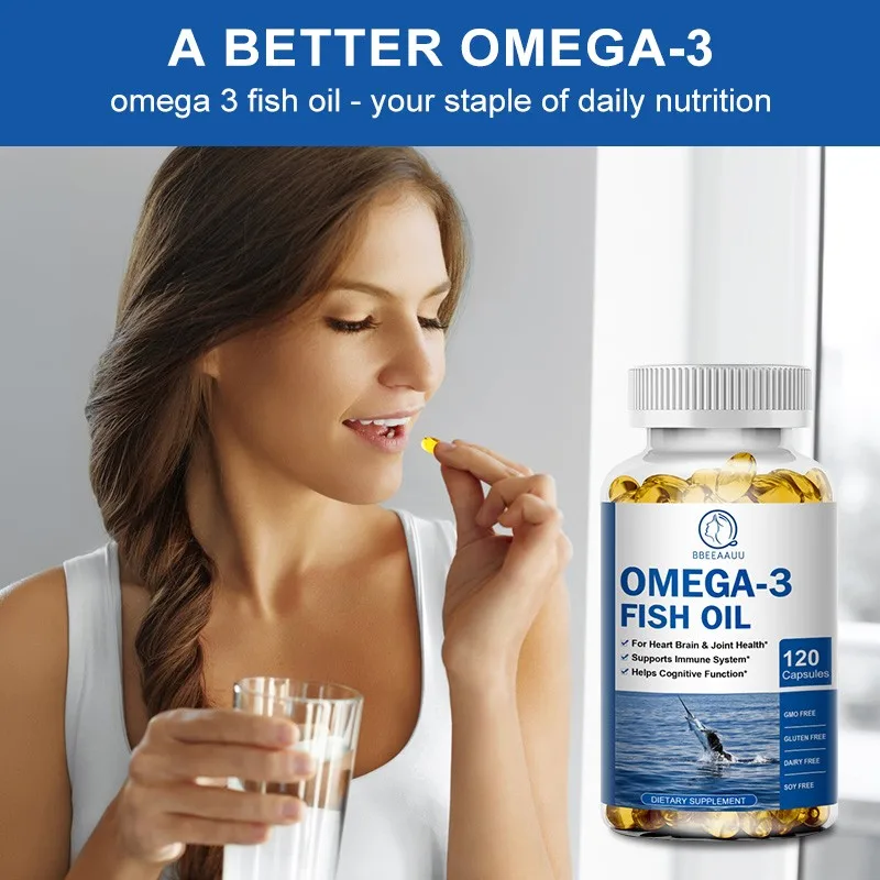 BBEEAAUU Omega 3 Fish Oil Capsule Unsaturated Fatty Acids Brain Health Development Focus &Memory Heart and Cardiovascular Health