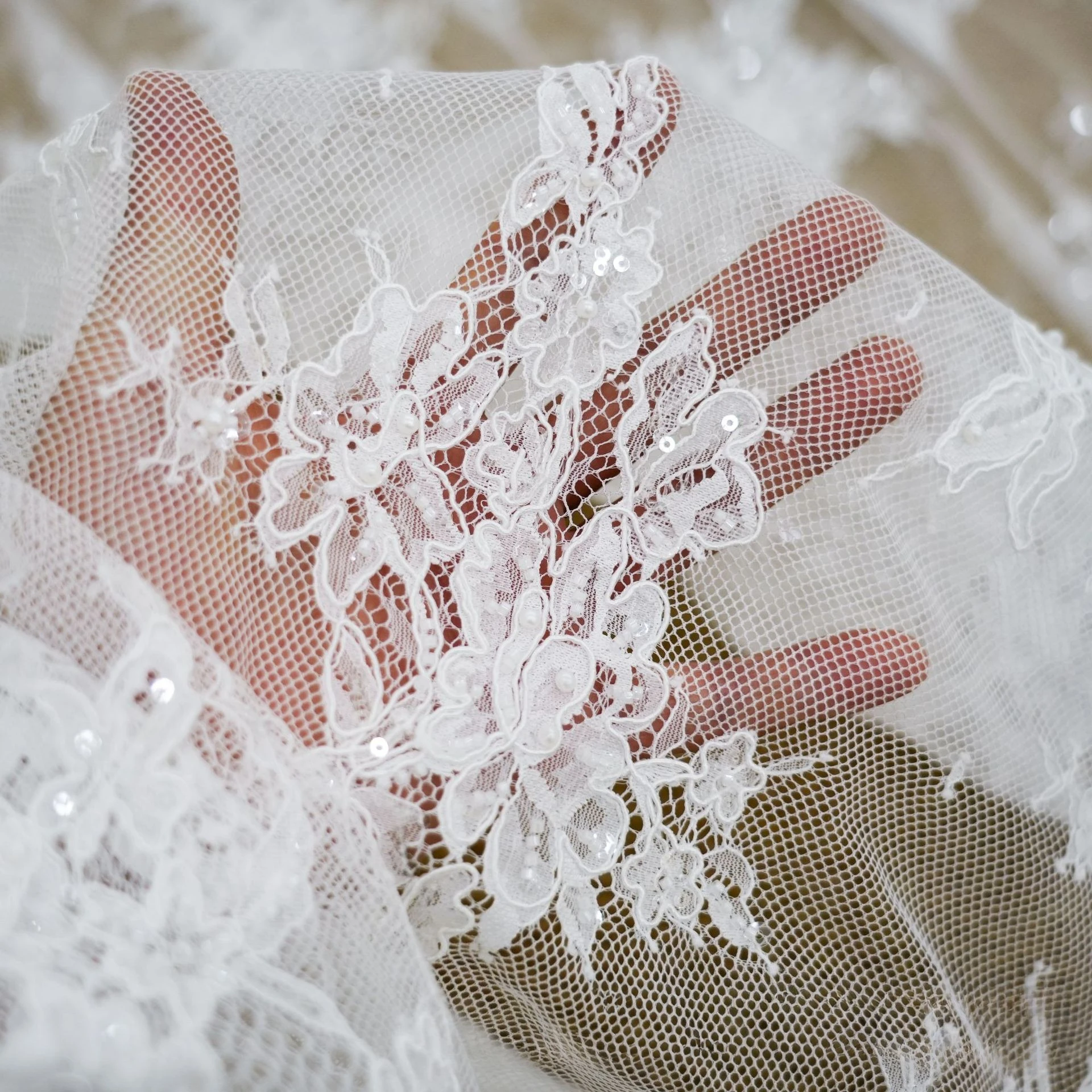 3 Meters White Classic Fashion Wedding Dress Clothing French Style Soft Lace Embroidery Beaded Lace Fabric