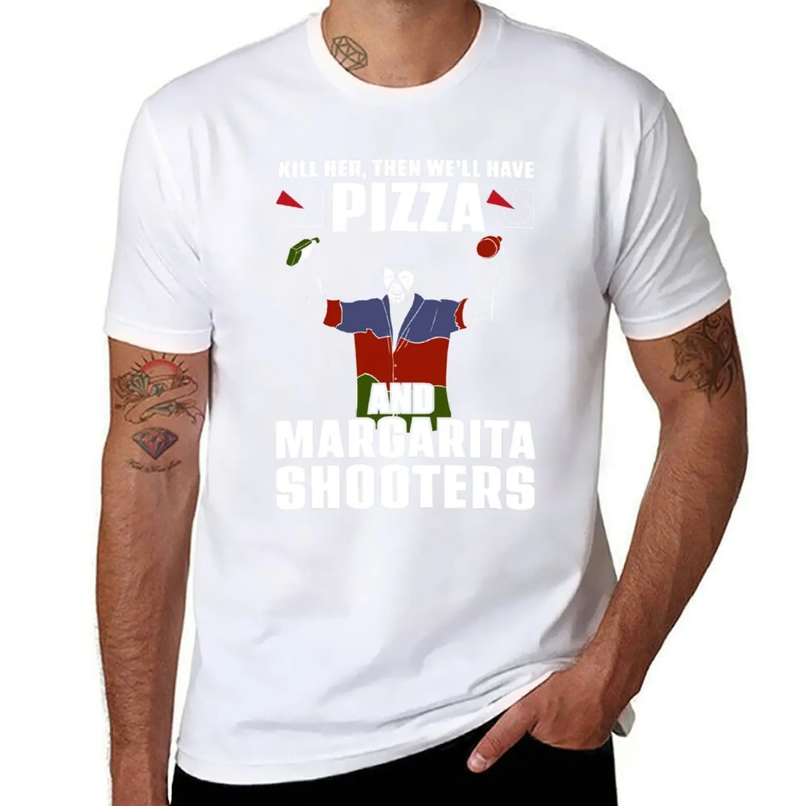 

Scorpius / Harvey Pizza and Margarita Shooters T-Shirt man t shirts for men casual t shirt man cotton T-Shirt