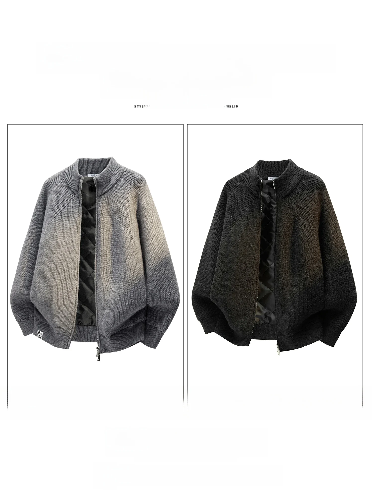 PaulFrank Men's Loose Casual Knitted Cotton Sweater Stand Collar Open Cardigan Warm Polyester Fiber Winter Faion