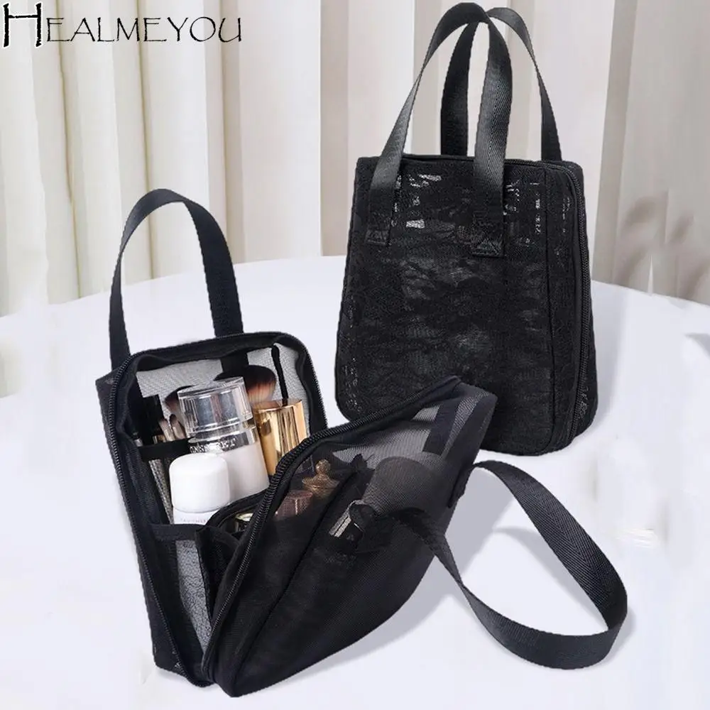 

Large Capacity Mesh Shower Bag Mesh/Lace Comfortable Handle Foldable Mesh Tote Quick Dry Large Opening