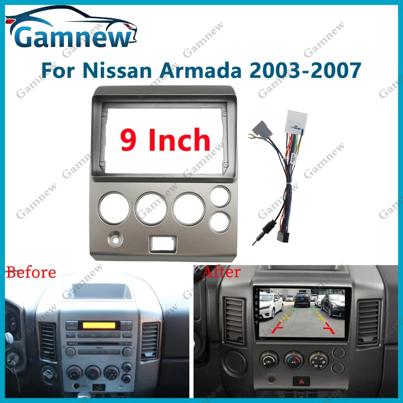 9 Inch Car Frame Fascia Adapter Cable Android Radio Dash Fitting Panel Kit For Nissan Armada 2003+