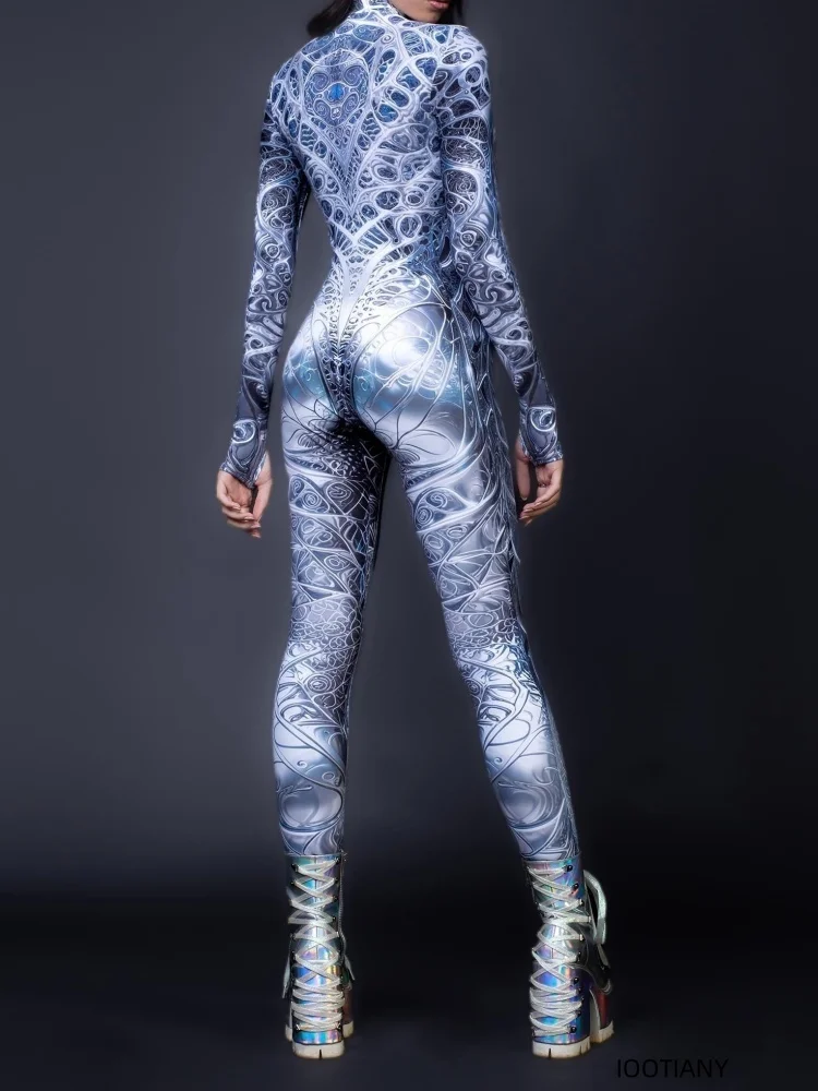 Bunter Sexy Bodysuit Punk Gothi Damen Cosplay Jumpsuit Karneval Schlanker Zentai-Anzug Weihnachtskostüm Festival Themenparty Catsuit – Detail 7