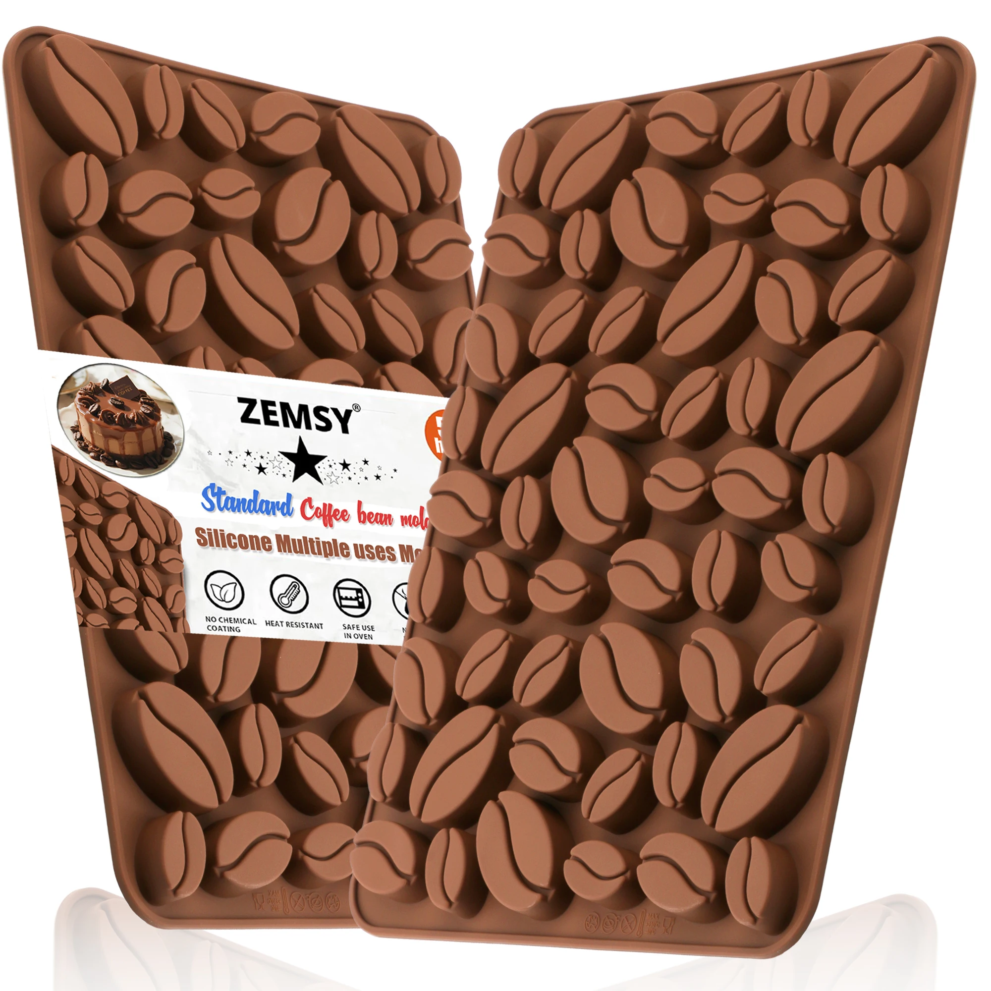 Molde de Silicona para Dulces, Molde Grande para Chocolate con Forma de Grano de Café, Grueso y Antiadherente para Hacer Dulces de Chocolate, Postres, Gomitas y Caramelos Duros