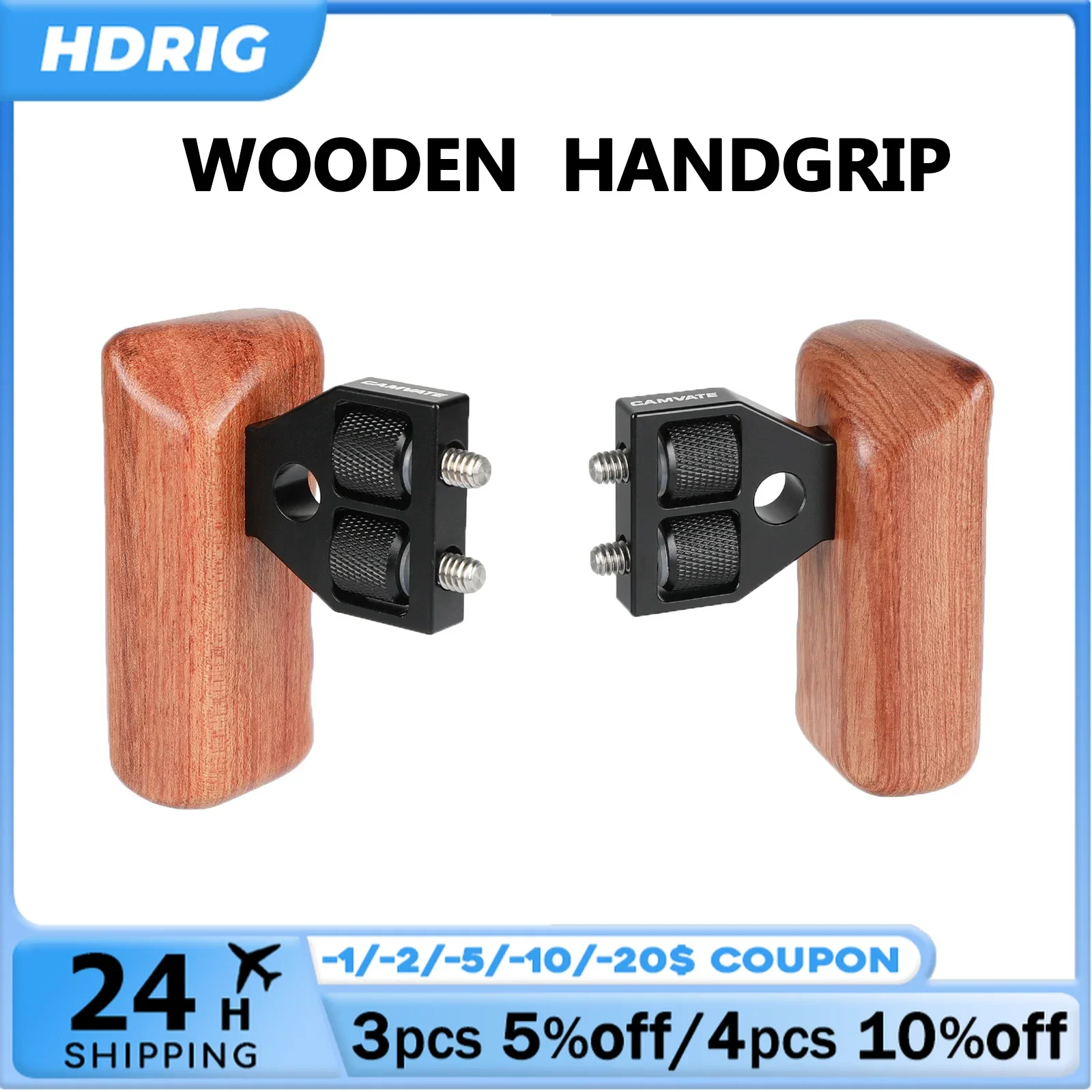 

HDRIG Universal DSLR Camera Cage Side Handle Ergonomic Design Camera Rabbit Cage Wooden Side Grip Handle SLR Photography Grip