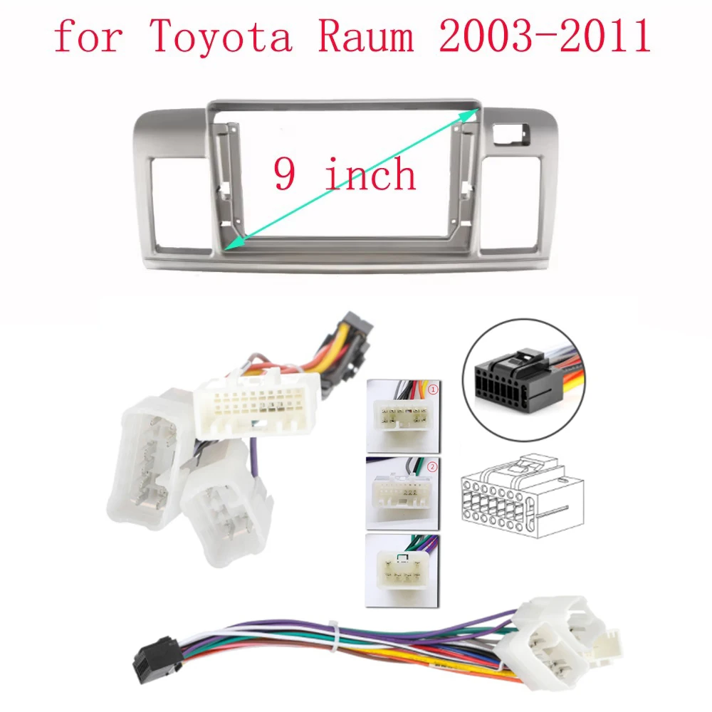 

HAOCHEN 2 DIN 9 inch Car Frame Fascia Adapter For TOYOTA RAUM 2003-2011 Frame Android Radio Dash Fitting Panel Kit