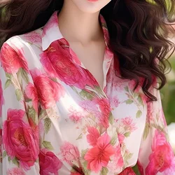 Spring Autumn Printing Women's Clothing Long Sleeve Shirts Ladies Temperament Tops 2024 New Intellectual Office Lady Blouses