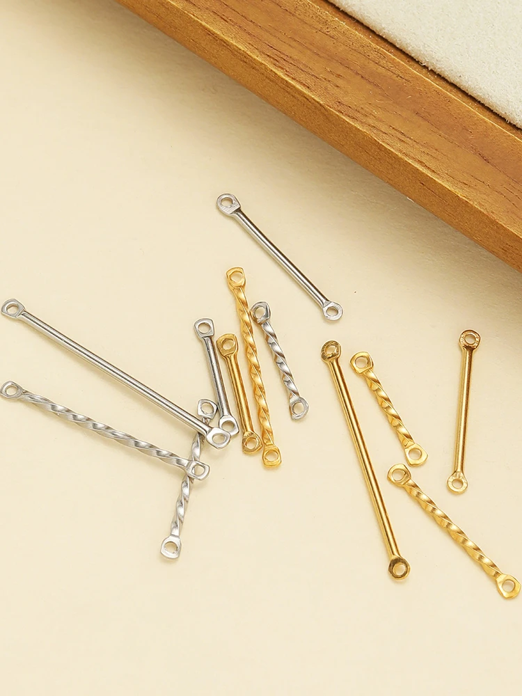 Connecteurs à tige torsadée en acier inoxydable, 20 pièces, maillons à Double trou, bâton pour bricolage de bijoux, fournitures de collier, boucles d'oreilles, matériel en vrac