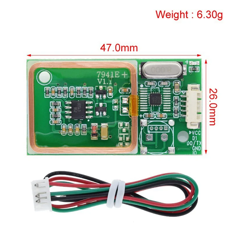 FFYY-Módulo inalámbrico lector RFID UART de 3 pines 125Khz EM4100 8CM DC 5V para lectura de tarjetas IC para Kit de Sensor Attena PCB