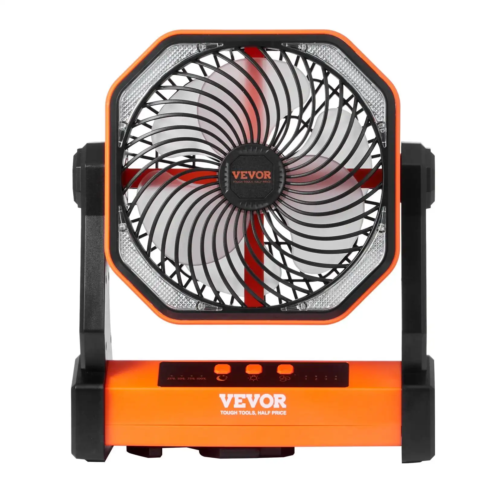 Portable Fan Rechargeable 8 inch, Battery Powered Fan with LED Lantern, 4 Speeds Adjustable Portable Small Table Fan Personal