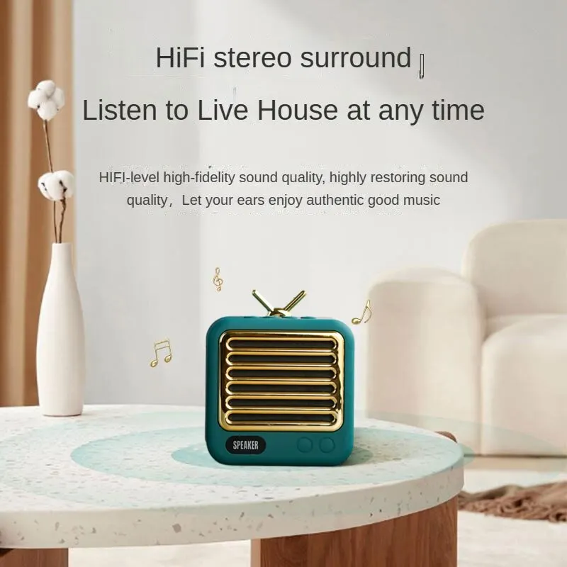 Vintage Bluetooth Speaker Small Speaker Mini Subwoofer Card High Sound Quality Large Volume Portable SubwooferCar Audio