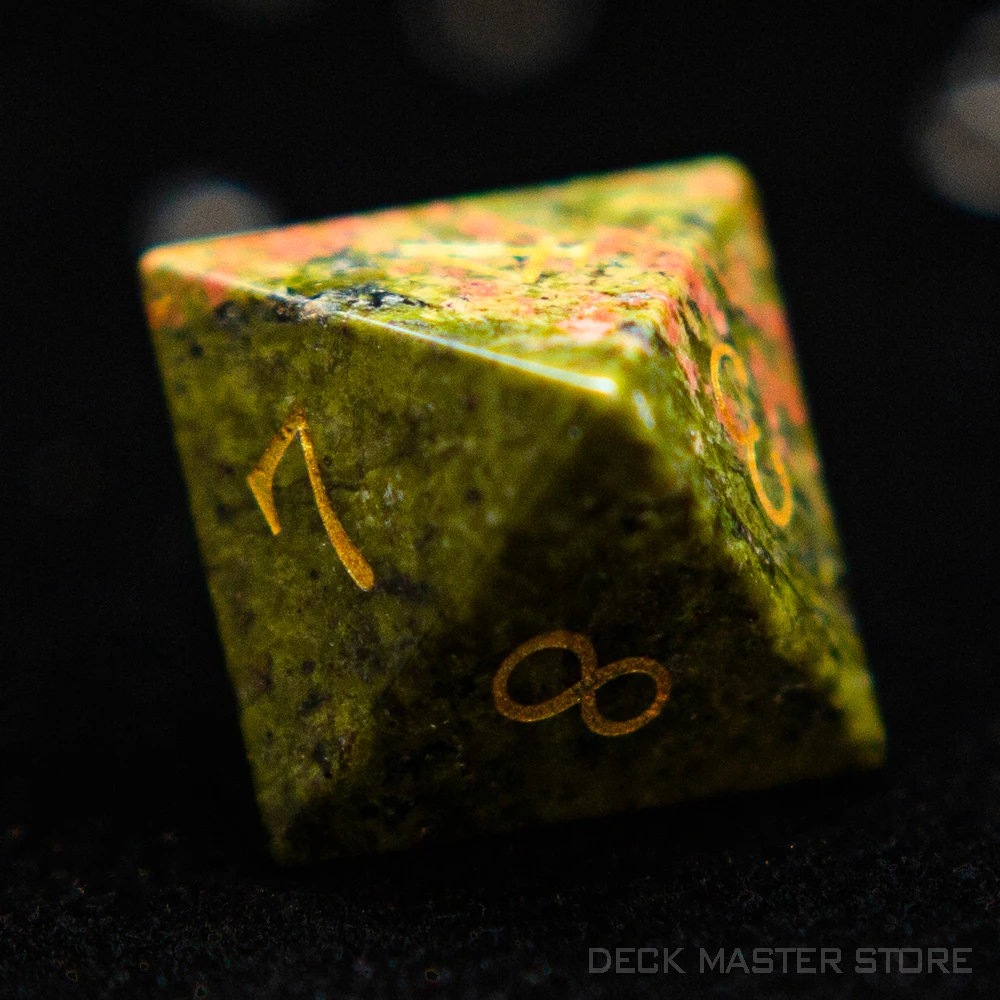 Unakite Dice Polyhedral Gemstone Various Shapes Digital D20 DnD Dice for D&D TRPG Tabletop Games Board Games Dice