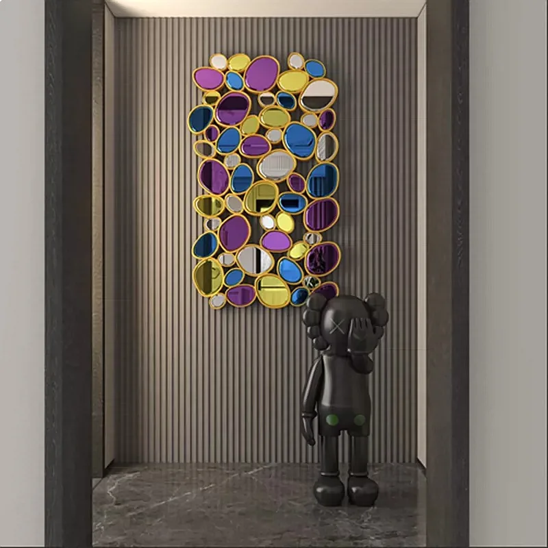 Vintage Floral Wall Makeup Mirror French Retro Italian Minimalist Luxury Design for Bedroom