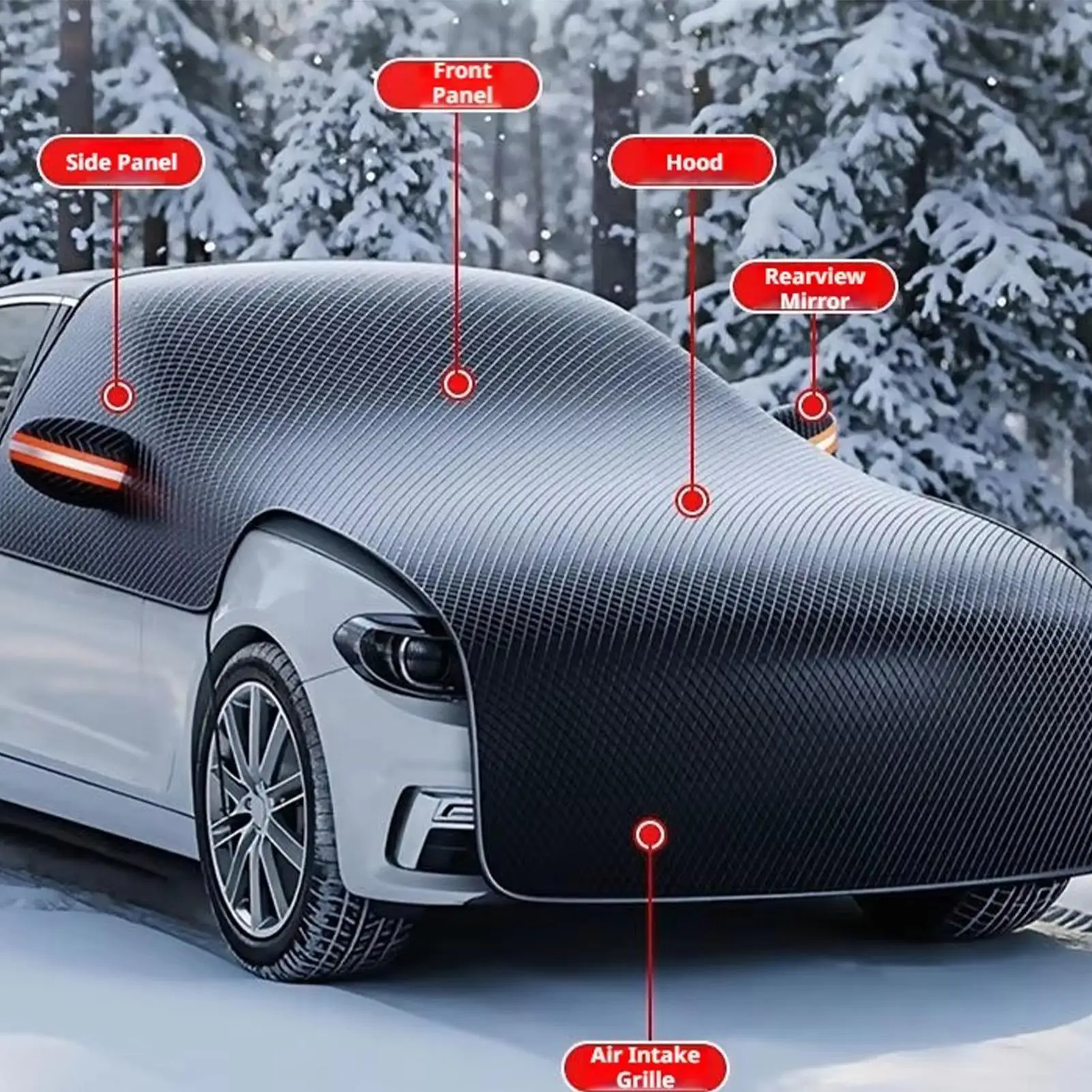 Car Cover for Snow Large Heavy Duty Waterproof Sunproof With Elastic Strap Windshield Protector Cover Car Window Accessories