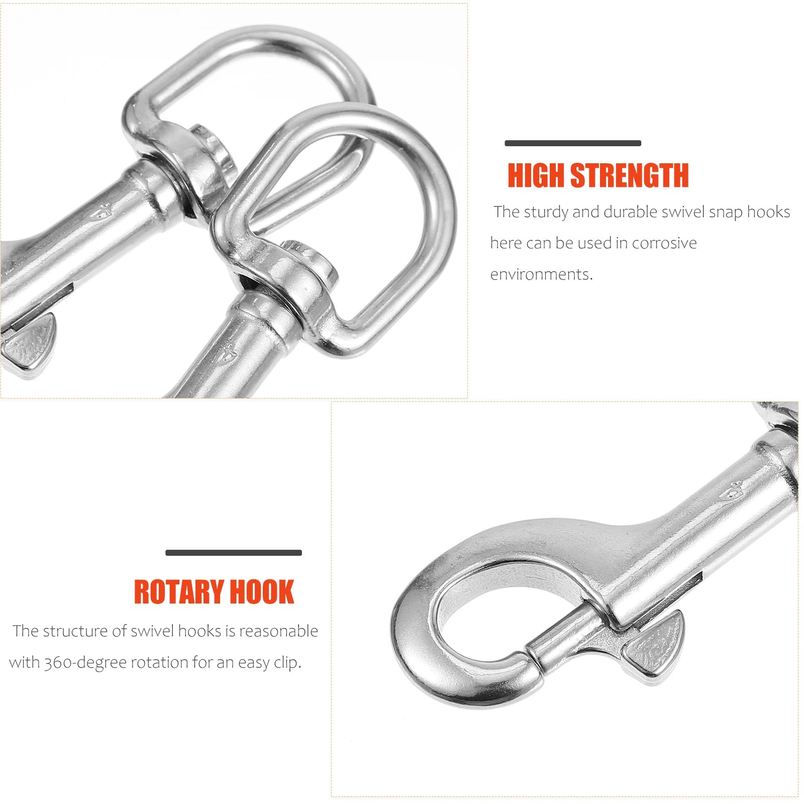 

2pcs Stainless Steel Dog Leash Clip Swivel Snap Hook For Pet Leash Clasp Diving Bolt Snap Strap Belt Connector