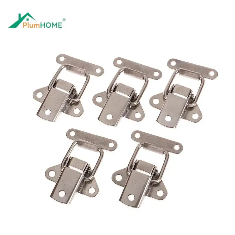 Spring Locking Latch Hasps Stainless Steel Suitcase Toggle Catch Clasp Box Loaded Hinges Furniture Hardware Accessories