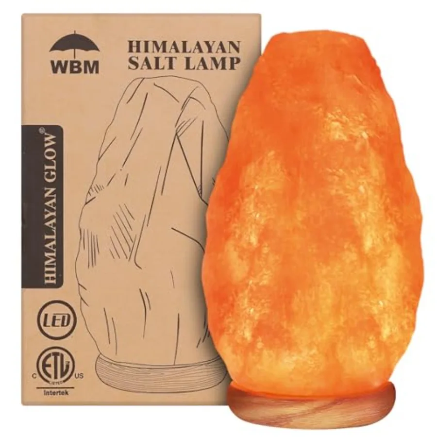 

WBM Salt Lamp - USB Himalayan Salt Lamp with Touch Dimmer Control, Natural Pink Crystal, 5-7 lbs, Wooden Base, LED Bulb, Room D