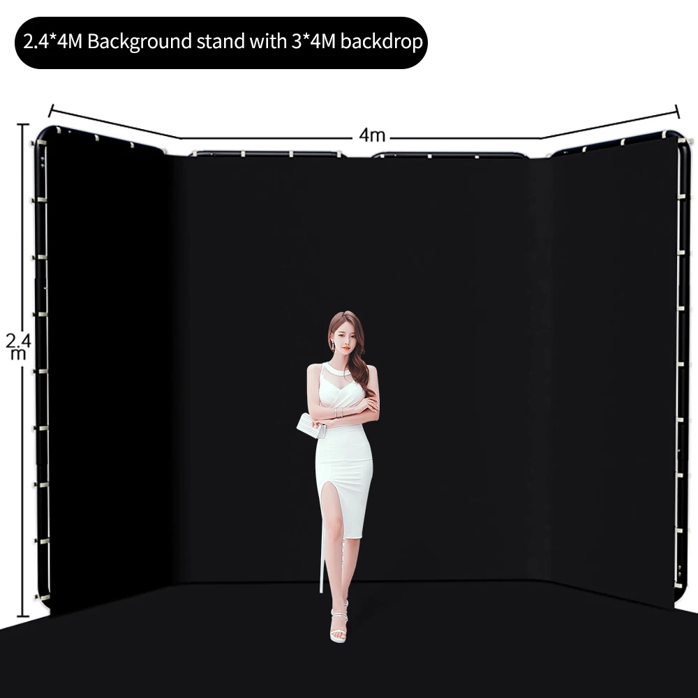 Portable Large Chromakey Green Screen Backdrop with Stand Photography Background Support System 240x400cm Shooting Video Photo