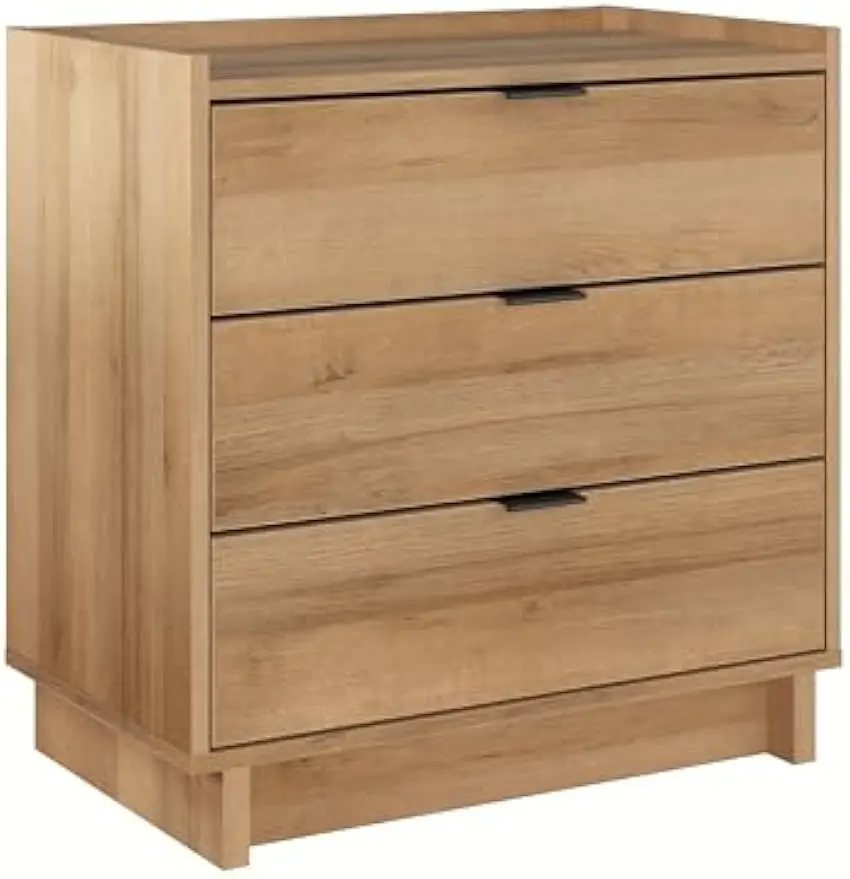 

Simply Modern Nightstand Bedside Table, Natural Oak Nightstand for Bedroom, End Table with 3 Drawers 26.5" W x 26.75" H