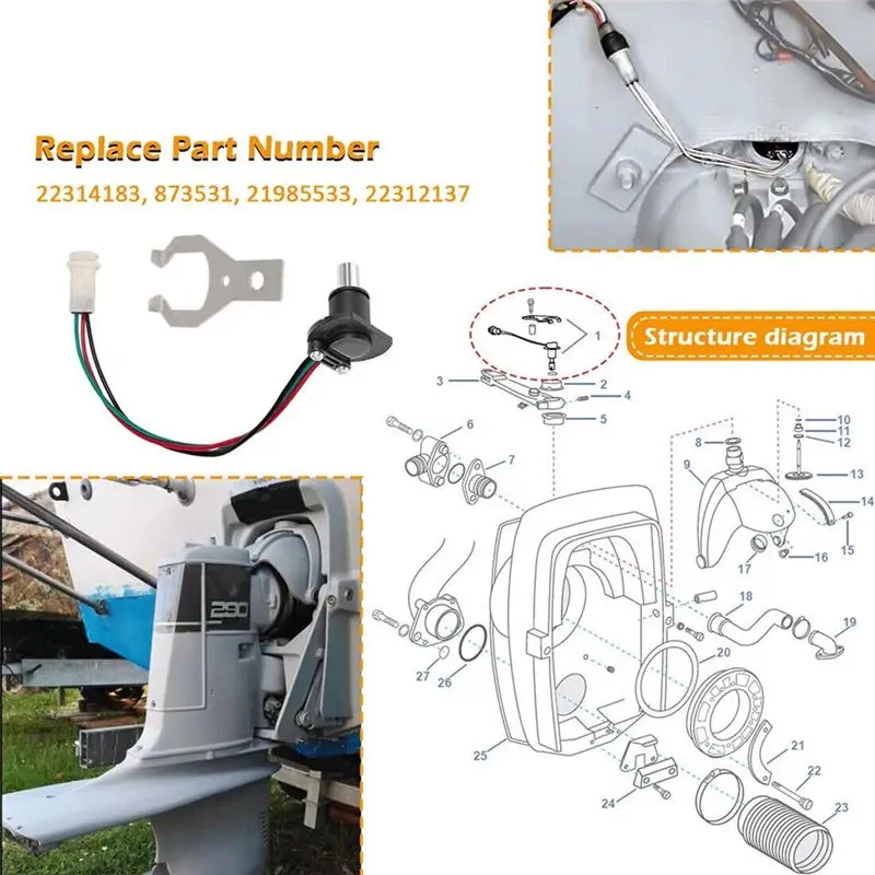 AU16-For Volvo Penta 290 Sterndrive AD/DP SX/EF By/LK KAD/TAMD Compatible 873531 22314183 Potentiometer Trim& Tilt Sender Sensor