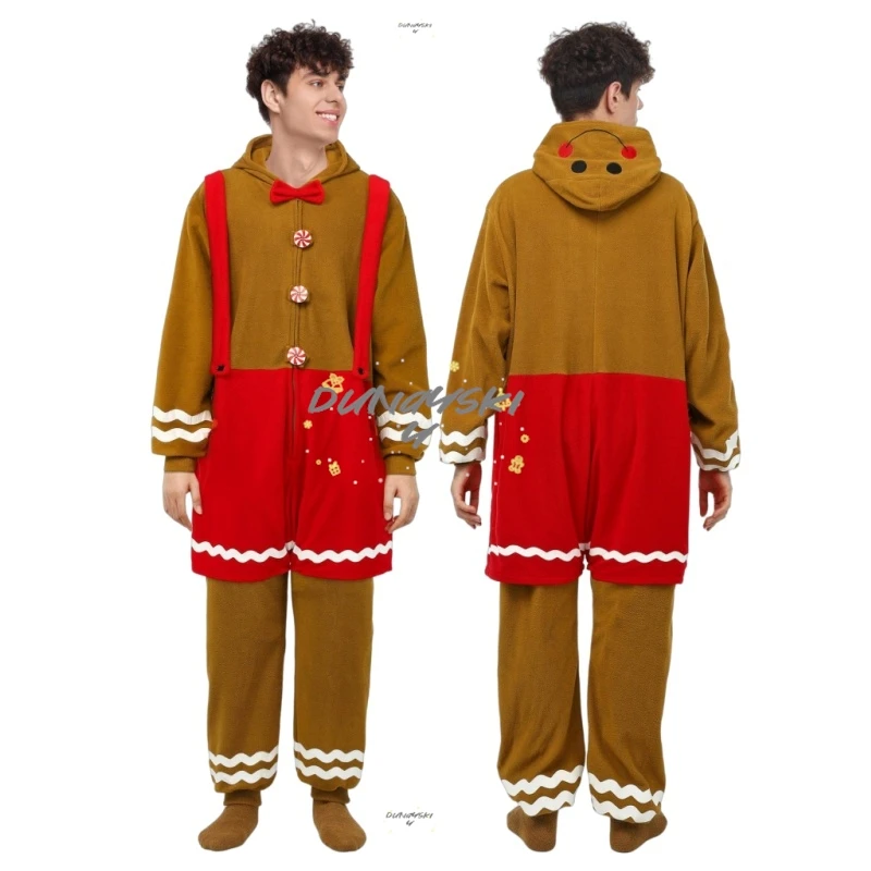 

Забавный рождественский комбинезон Санта-Клауса с оленем и снеговиком для взрослых, боди для косплея, домашние комбинезоны для новогодней вечеринки